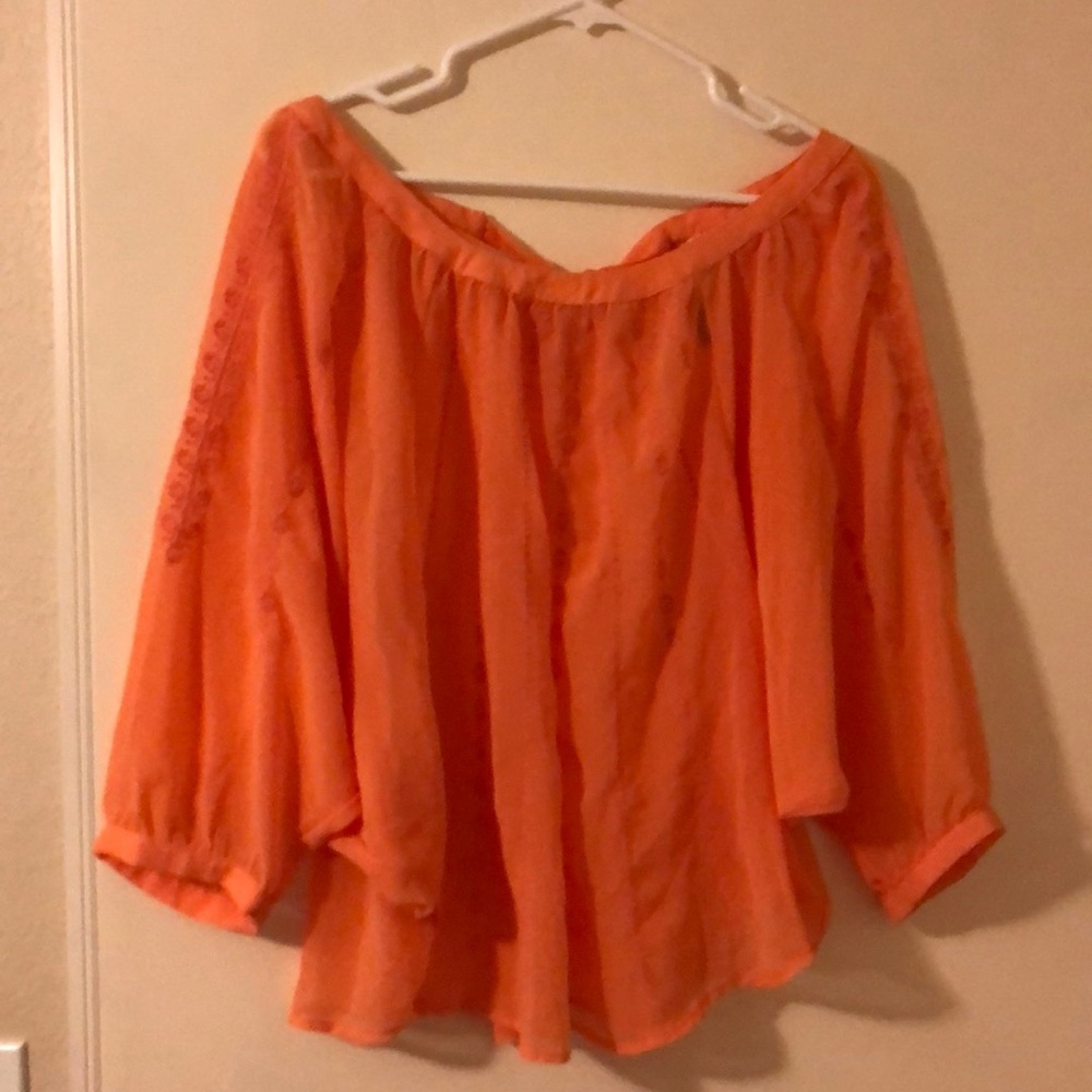 Lauren Conrad Sheer Orange Top